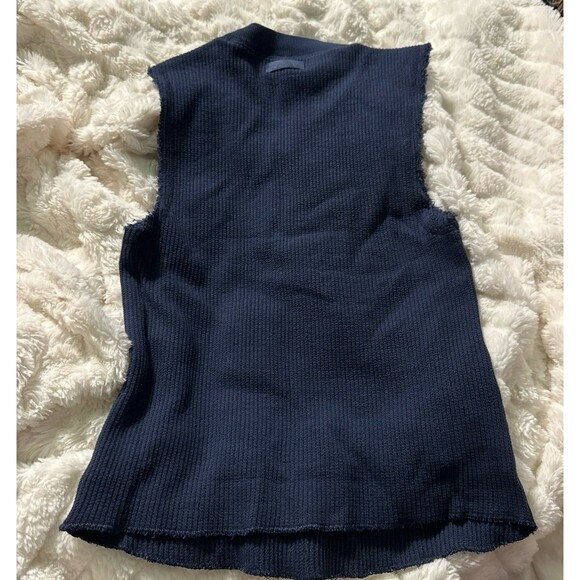 SKIMS Heavy Waffle Cropped Neck Crew Tank – Navy - Picture 6 of 7